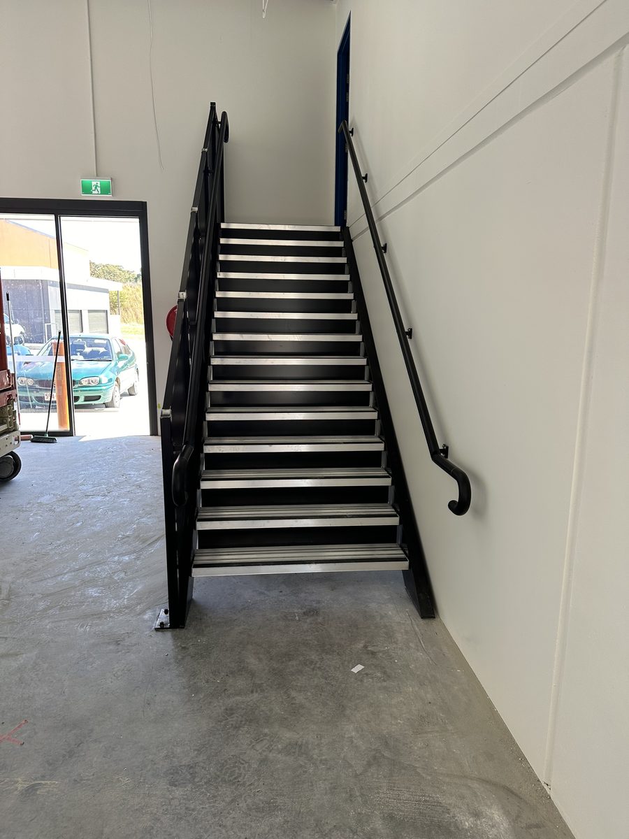 Custom fabricated steel staircase with balustrade
